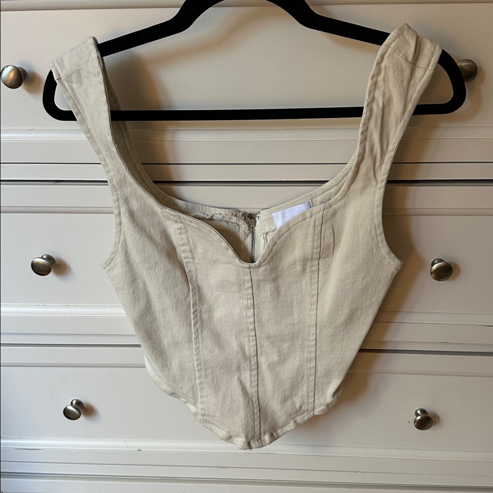 Isalis Cream Sleeveless Corset Top